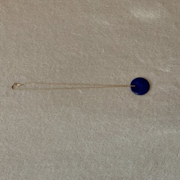 Rare TIFFANY & CO. x Elsa Peretti Lapis Lazuli Touchstone Disc 18k Necklace - Picture 4 of 9